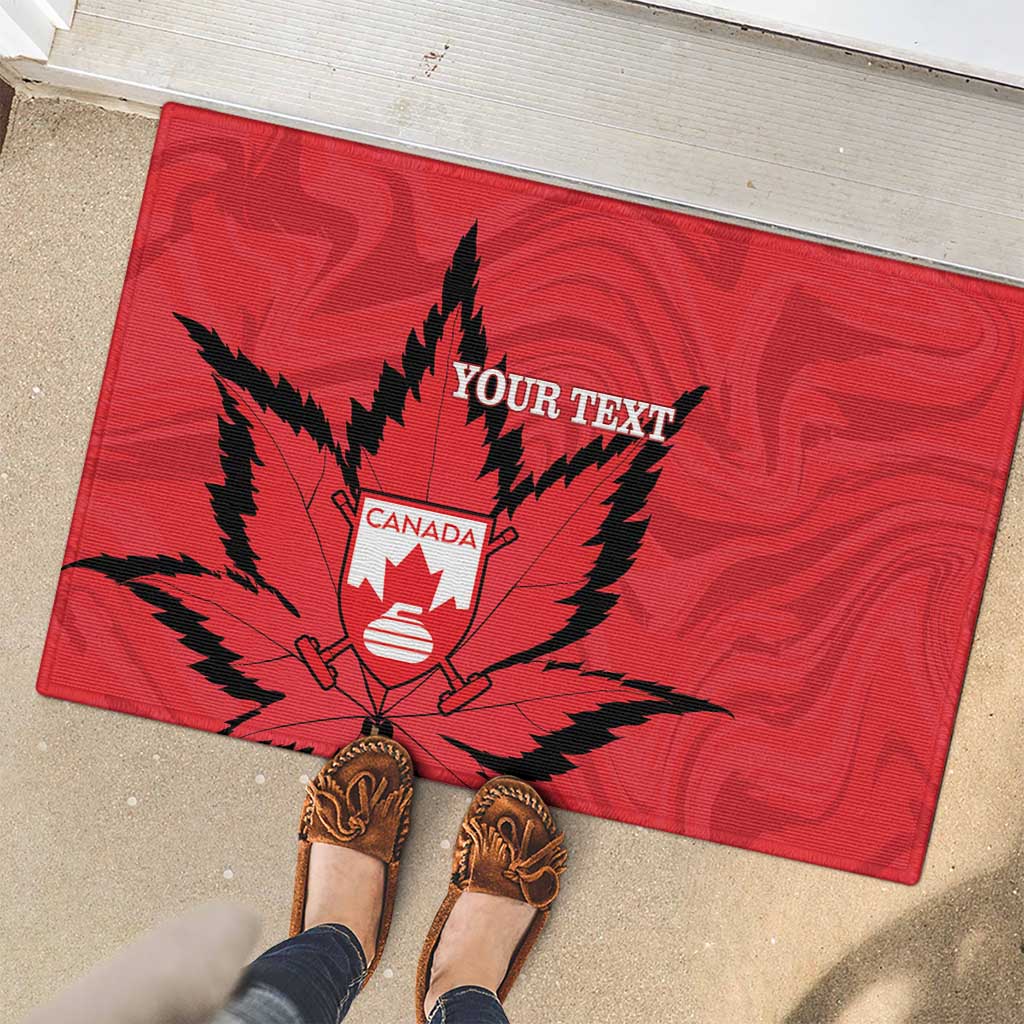 Custom Canada Curling Rubber Doormat Go Maple Leaf Marble Style - Wonder Print Shop