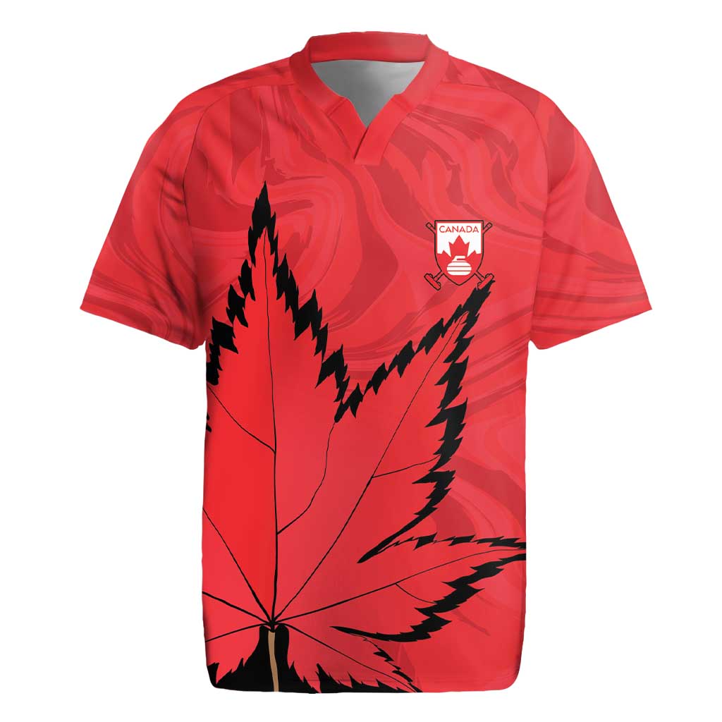 Custom Canada Curling Rugby Jersey Go Maple Leaf Marble Style - Wonder Print Shop