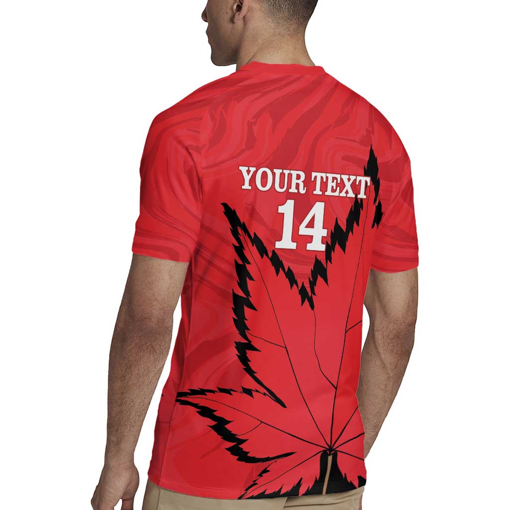 Custom Canada Curling Rugby Jersey Go Maple Leaf Marble Style - Wonder Print Shop