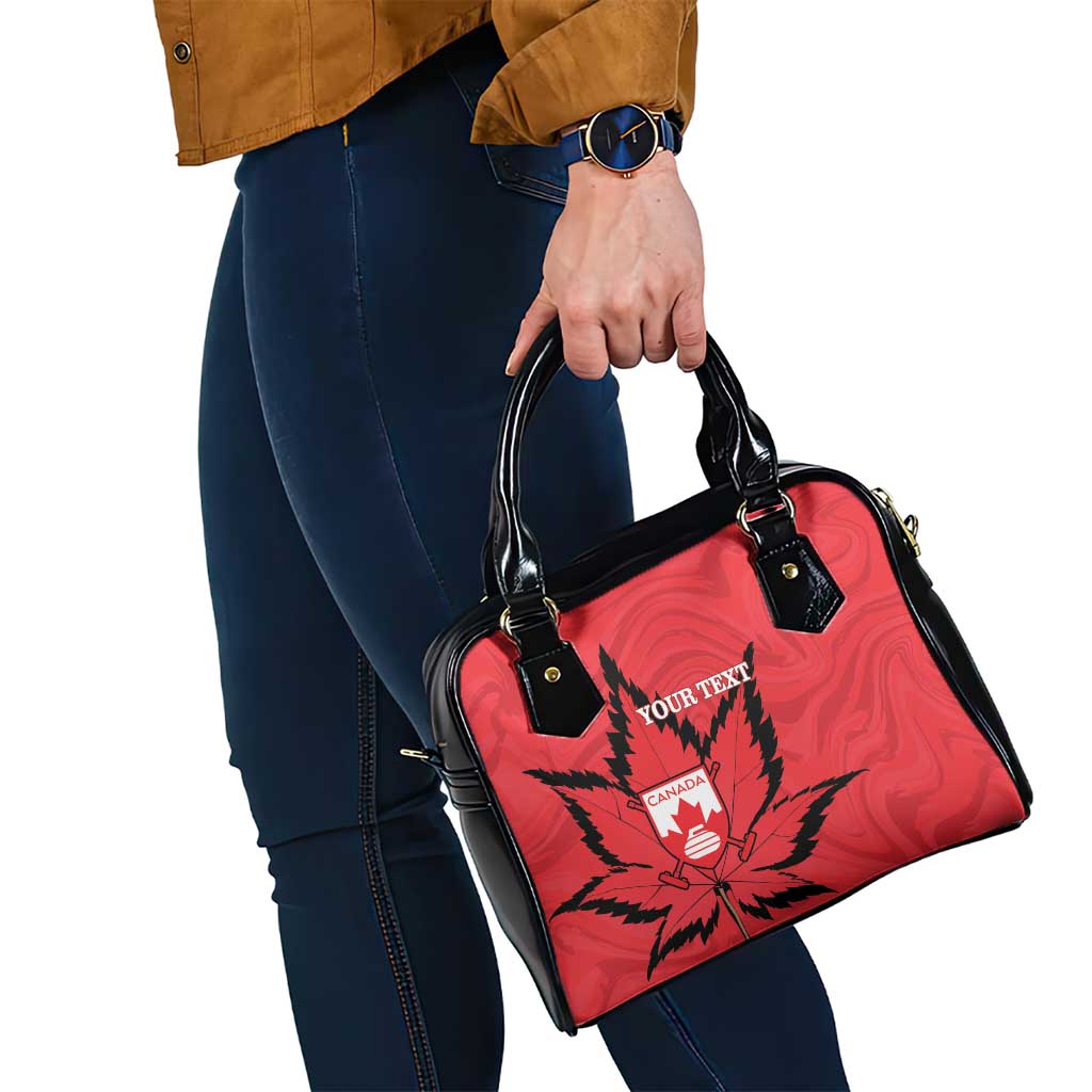 Custom Canada Curling Shoulder Handbag Go Maple Leaf Marble Style - Wonder Print Shop
