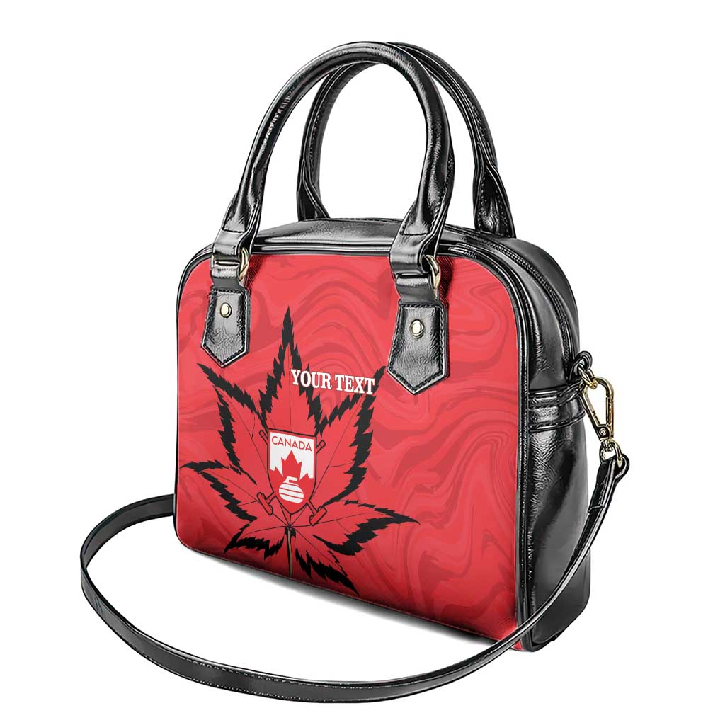 Custom Canada Curling Shoulder Handbag Go Maple Leaf Marble Style - Wonder Print Shop