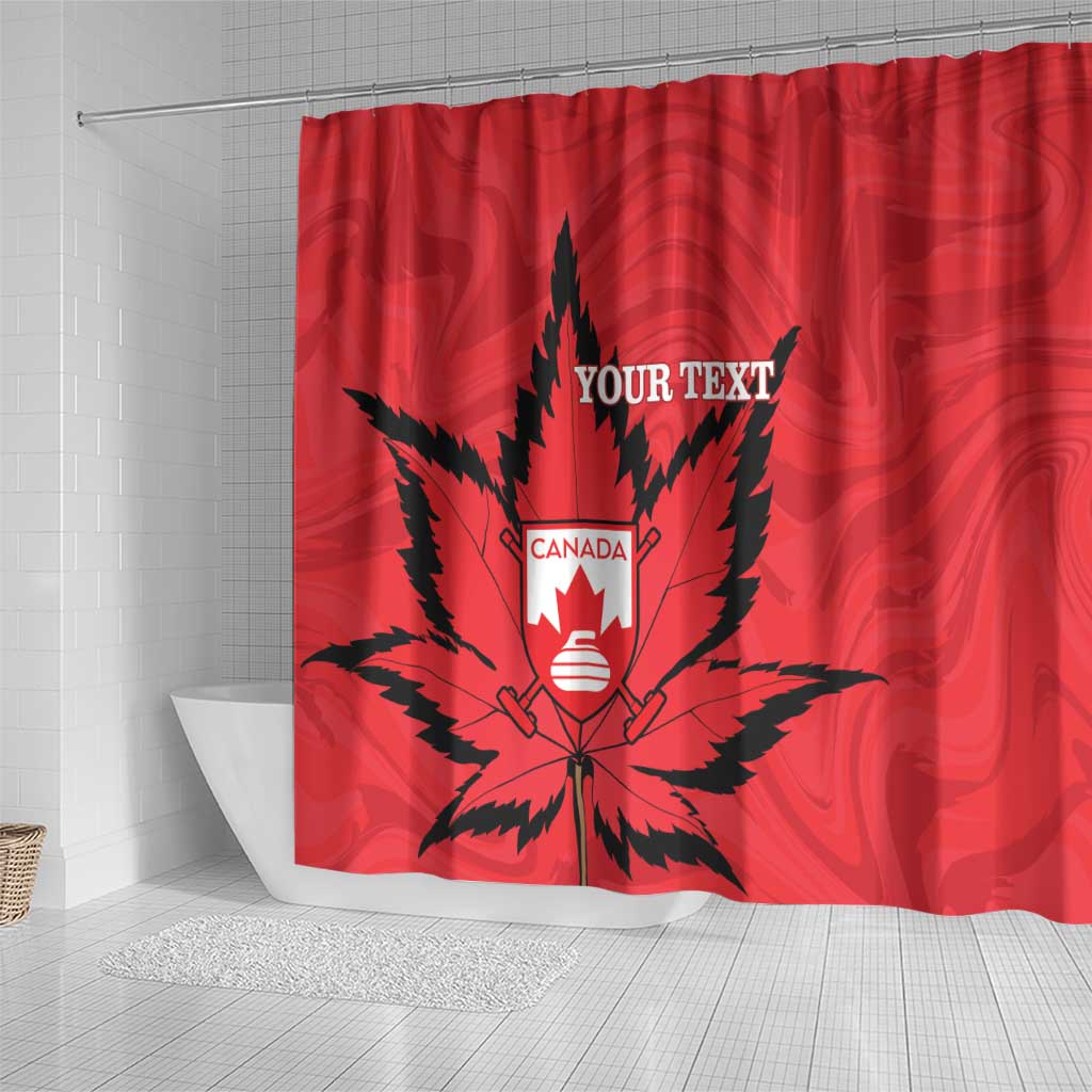 Custom Canada Curling Shower Curtain Go Maple Leaf Marble Style - Wonder Print Shop
