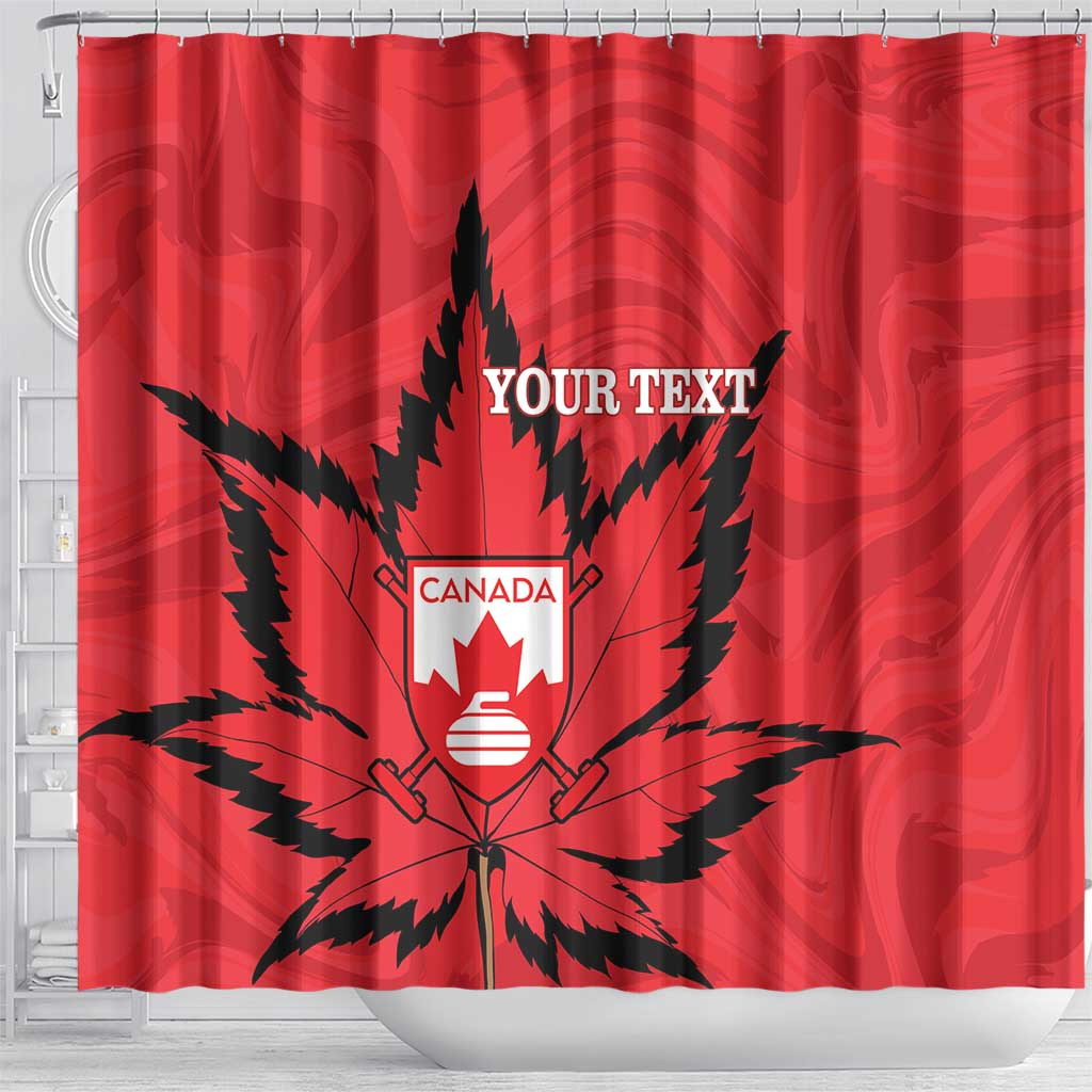 Custom Canada Curling Shower Curtain Go Maple Leaf Marble Style - Wonder Print Shop