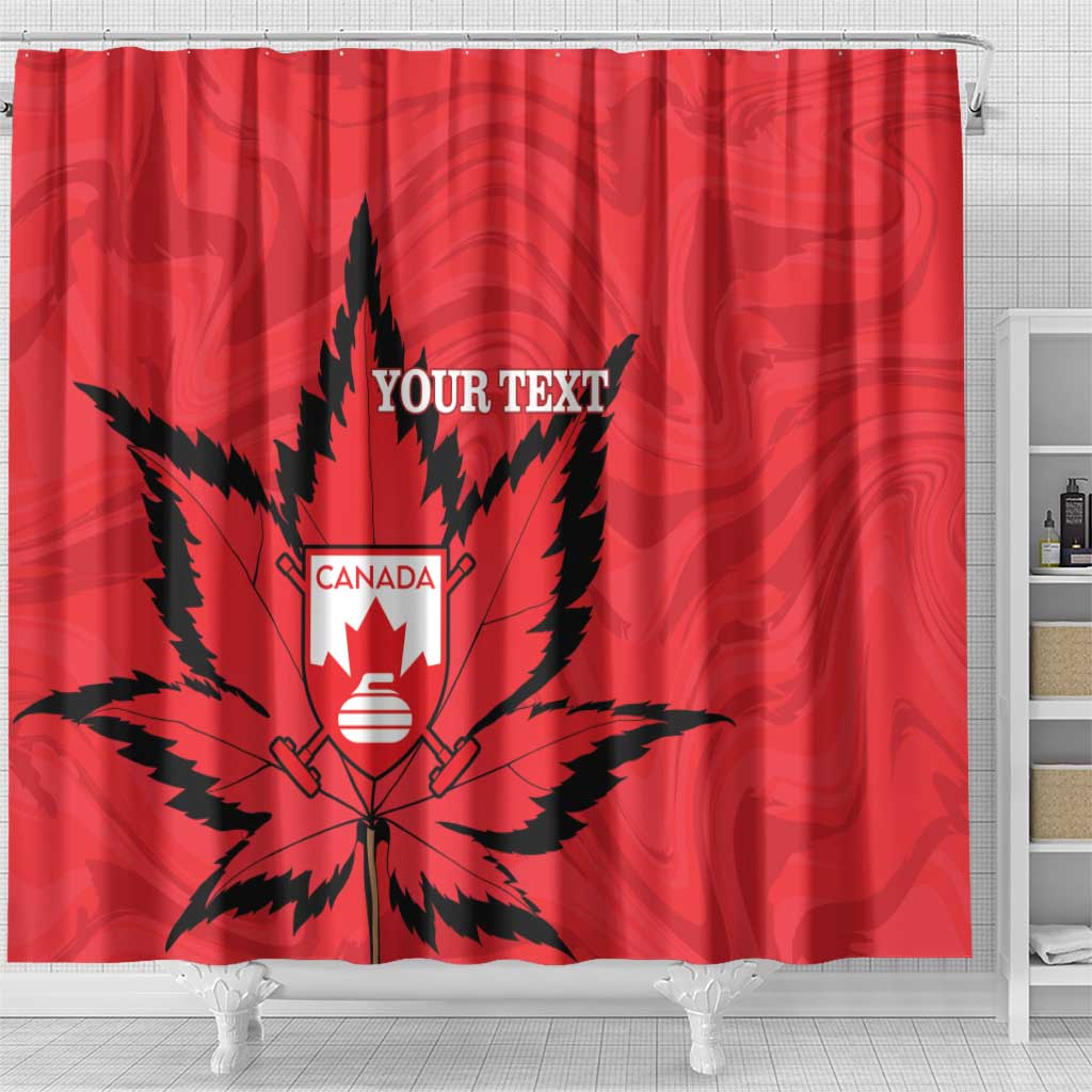 Custom Canada Curling Shower Curtain Go Maple Leaf Marble Style - Wonder Print Shop