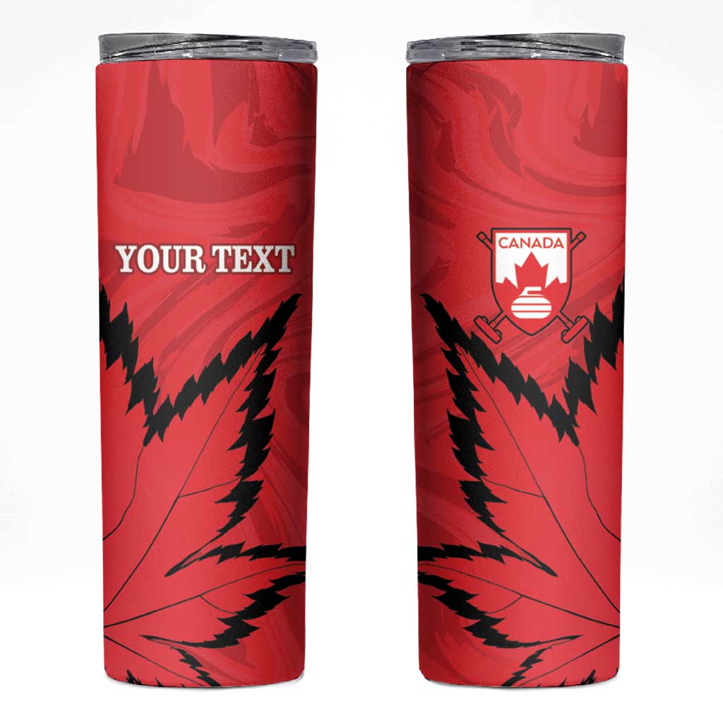 Custom Canada Curling Skinny Tumbler Go Maple Leaf Marble Style - Wonder Print Shop