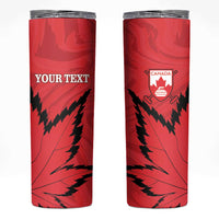 Custom Canada Curling Skinny Tumbler Go Maple Leaf Marble Style - Wonder Print Shop