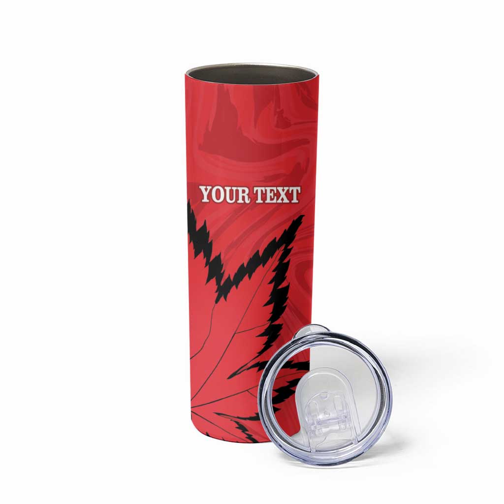 Custom Canada Curling Skinny Tumbler Go Maple Leaf Marble Style - Wonder Print Shop