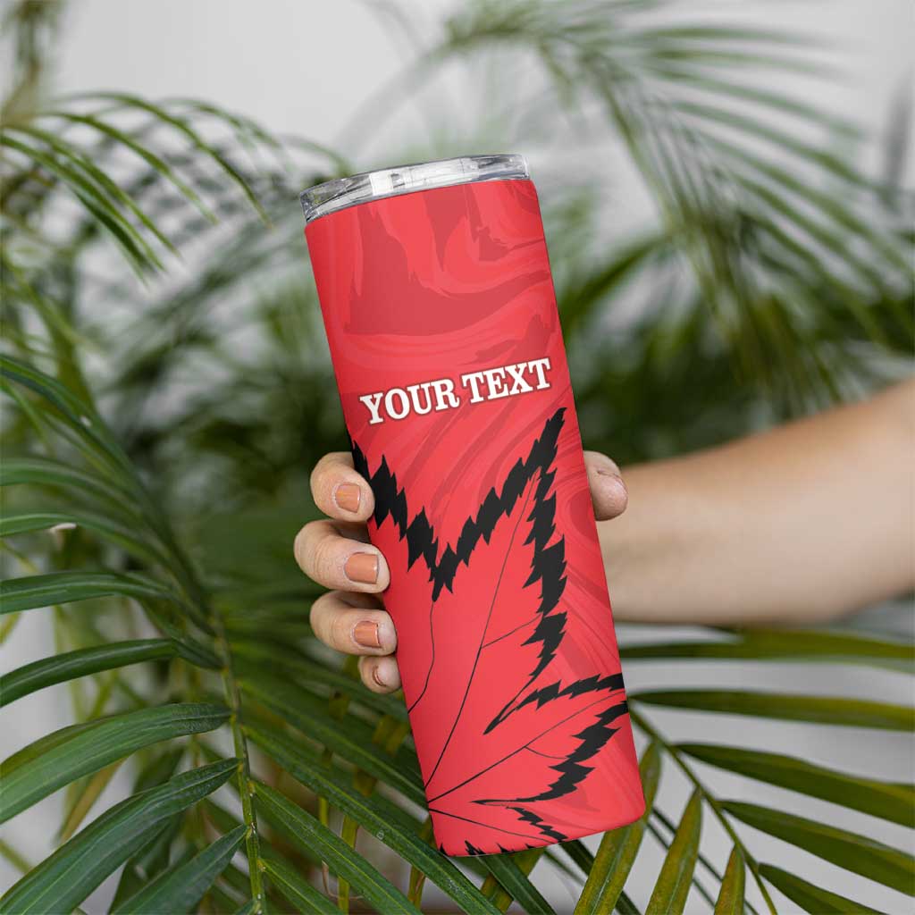 Custom Canada Curling Skinny Tumbler Go Maple Leaf Marble Style - Wonder Print Shop