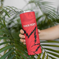 Custom Canada Curling Skinny Tumbler Go Maple Leaf Marble Style - Wonder Print Shop