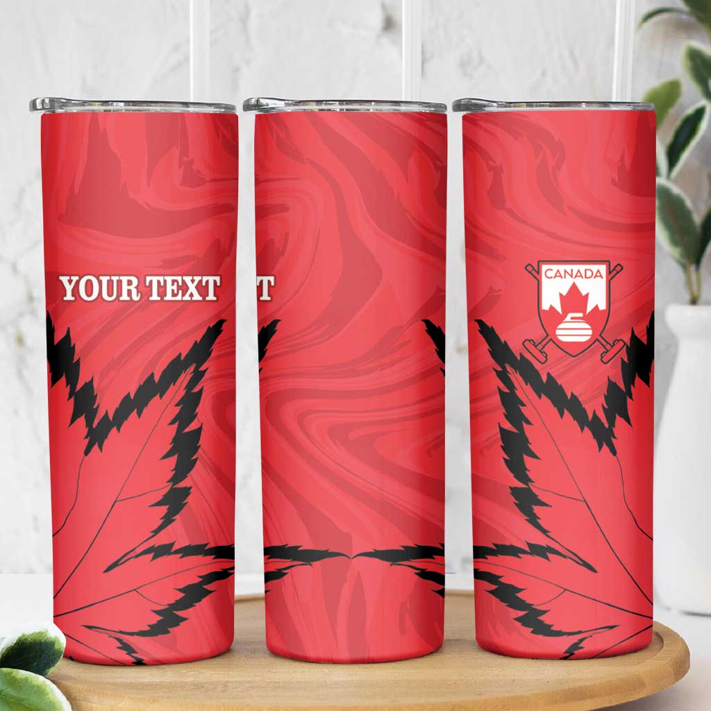 Custom Canada Curling Skinny Tumbler Go Maple Leaf Marble Style - Wonder Print Shop