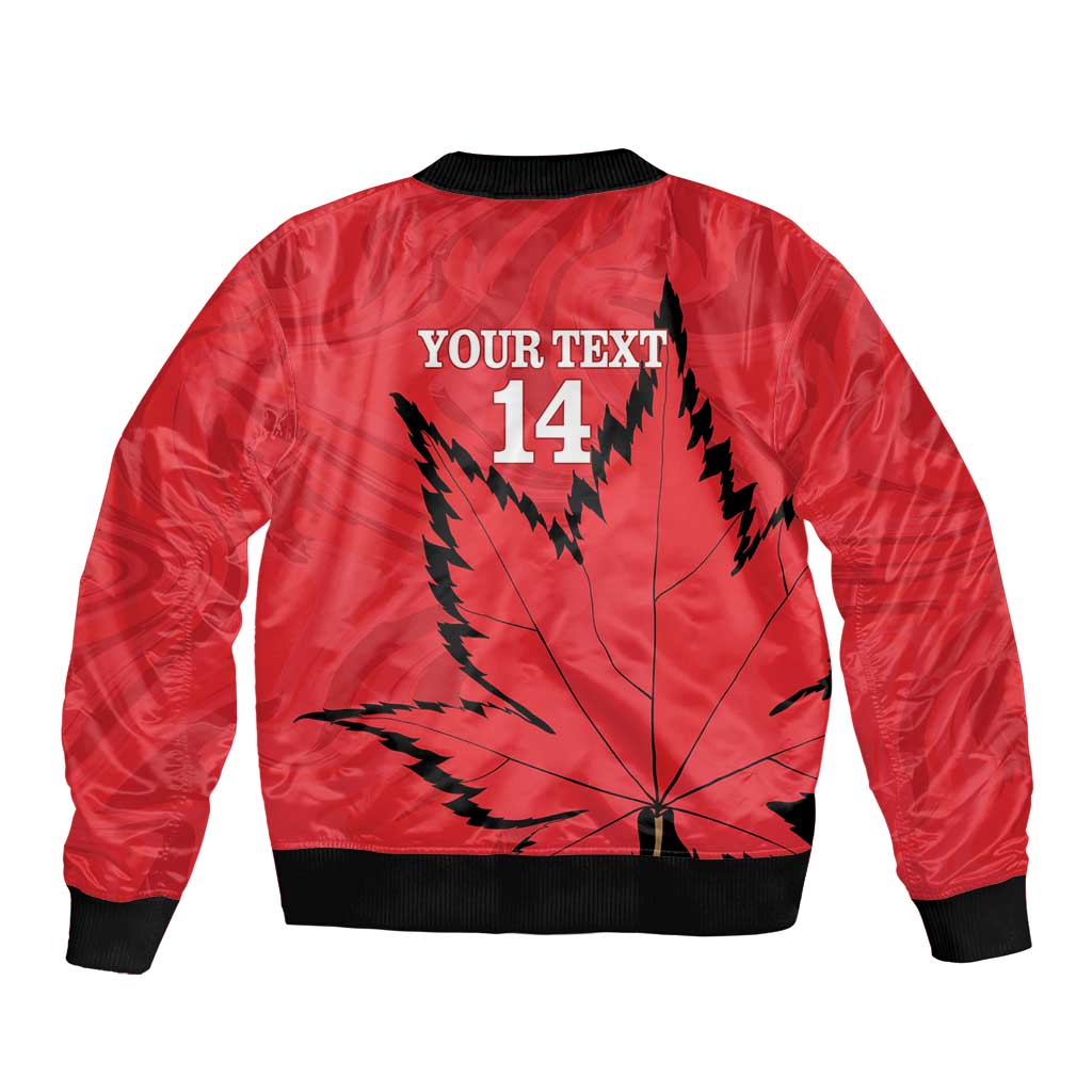 Custom Canada Curling Sleeve Zip Bomber Jacket Go Maple Leaf Marble Style - Wonder Print Shop