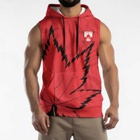 Custom Canada Curling Sleeveless Hoodie Go Maple Leaf Marble Style - Wonder Print Shop