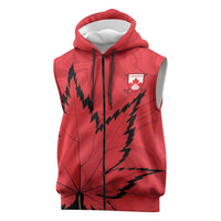 Custom Canada Curling Sleeveless Zip Hoodie Go Maple Leaf Marble Style - Wonder Print Shop