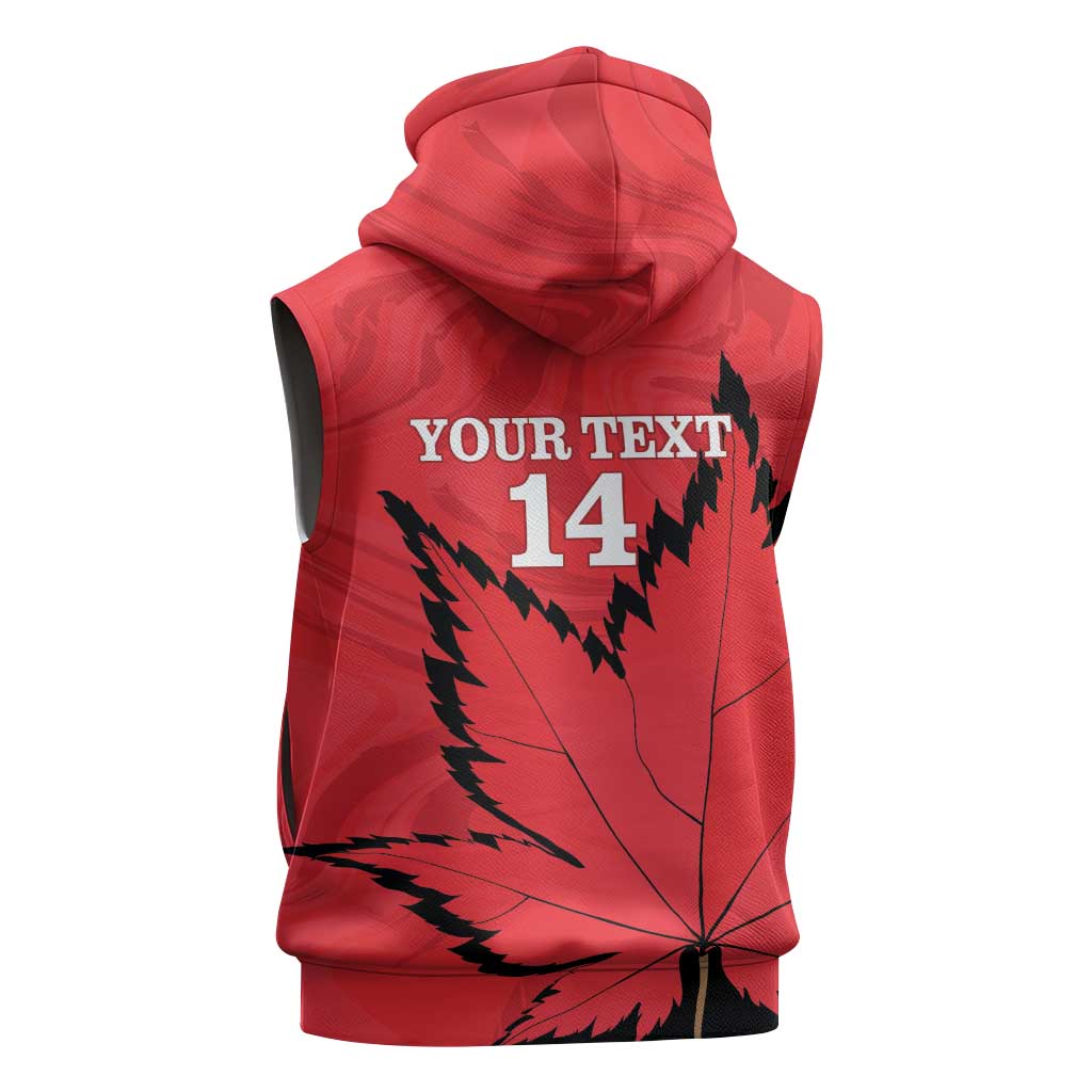 Custom Canada Curling Sleeveless Zip Hoodie Go Maple Leaf Marble Style - Wonder Print Shop