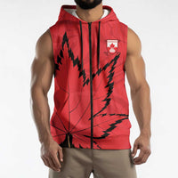 Custom Canada Curling Sleeveless Zip Hoodie Go Maple Leaf Marble Style - Wonder Print Shop