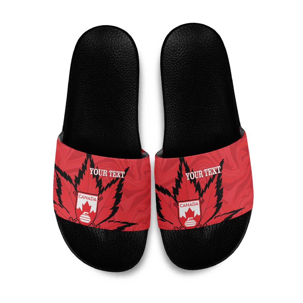 Custom Canada Curling Slide Sandals Go Maple Leaf Marble Style - Wonder Print Shop