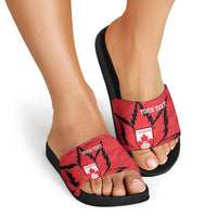 Custom Canada Curling Slide Sandals Go Maple Leaf Marble Style - Wonder Print Shop