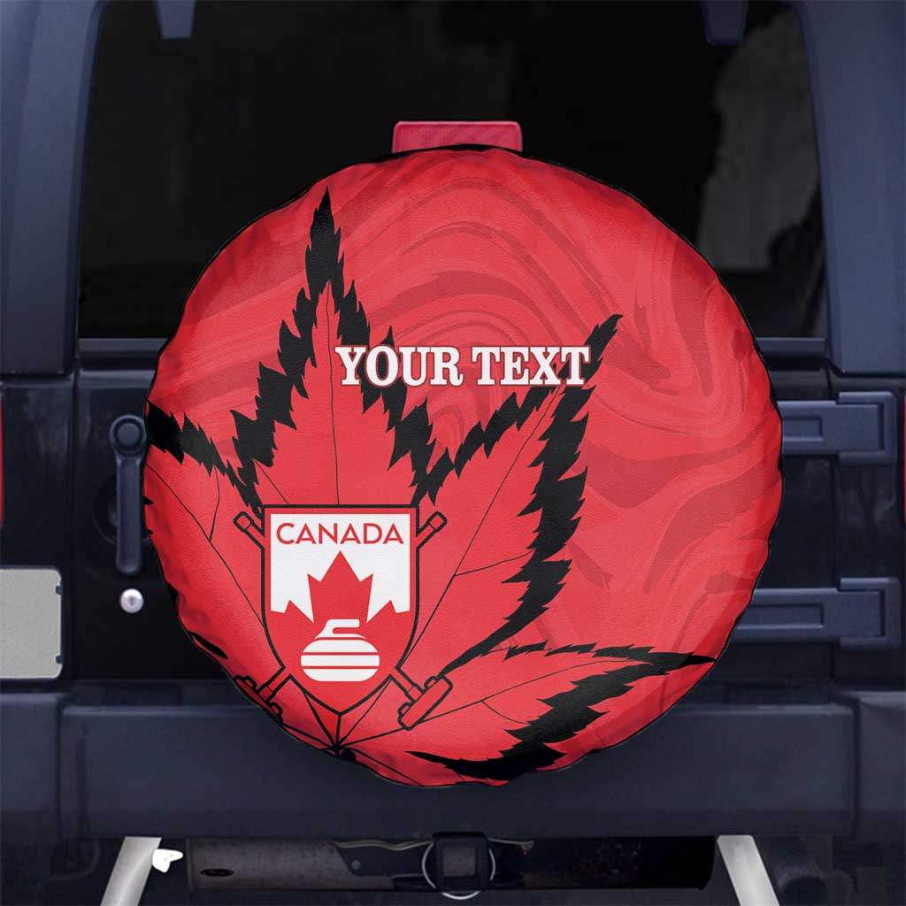 Custom Canada Curling Spare Tire Cover Go Maple Leaf Marble Style - Wonder Print Shop