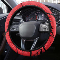 Canada Curling Steering Wheel Cover Go Maple Leaf Marble Style - Wonder Print Shop