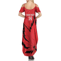 Custom Canada Curling Summer Maxi Dress Go Maple Leaf Marble Style - Wonder Print Shop
