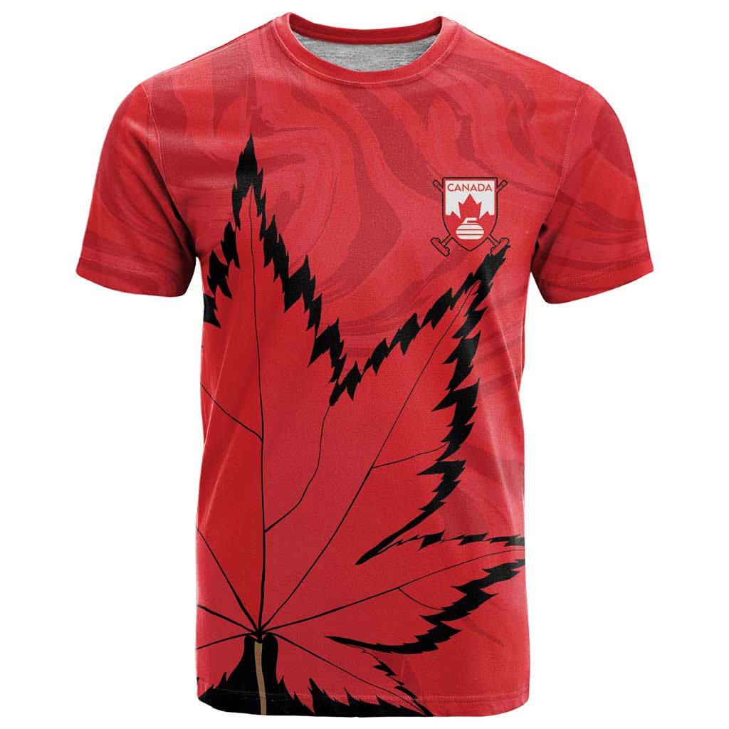 Custom Canada Curling T Shirt Go Maple Leaf Marble Style - Wonder Print Shop