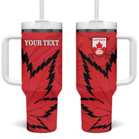 Custom Canada Curling Tumbler With Handle Go Maple Leaf Marble Style - Wonder Print Shop