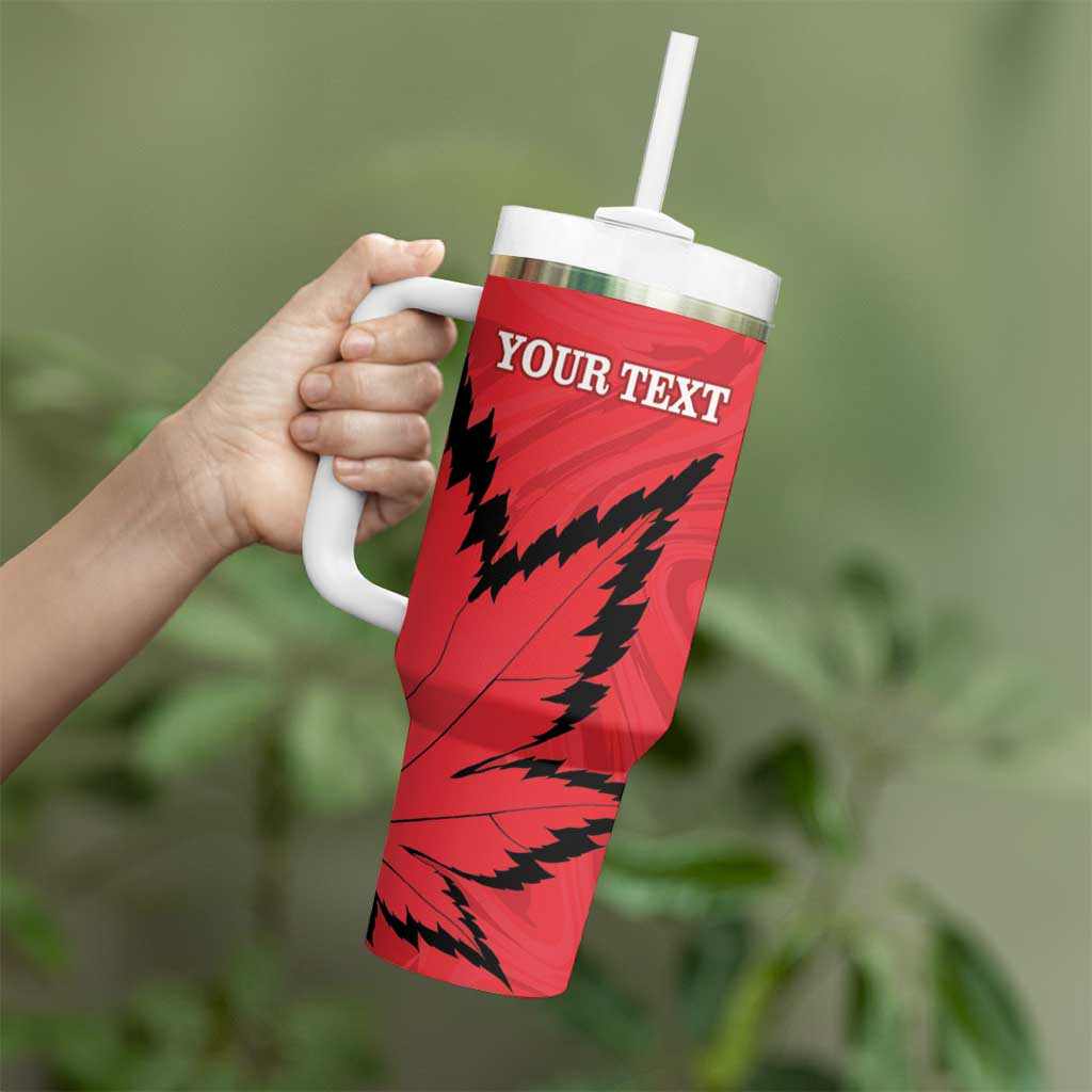 Custom Canada Curling Tumbler With Handle Go Maple Leaf Marble Style - Wonder Print Shop