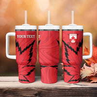 Custom Canada Curling Tumbler With Handle Go Maple Leaf Marble Style - Wonder Print Shop