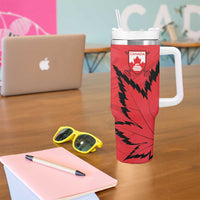 Custom Canada Curling Tumbler With Handle Go Maple Leaf Marble Style - Wonder Print Shop