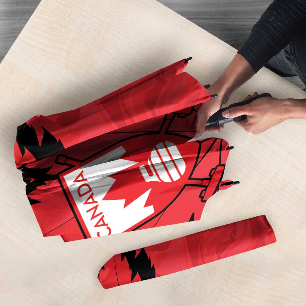 Custom Canada Curling Umbrella Go Maple Leaf Marble Style - Wonder Print Shop