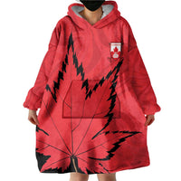 Custom Canada Curling Wearable Blanket Hoodie Go Maple Leaf Marble Style - Wonder Print Shop