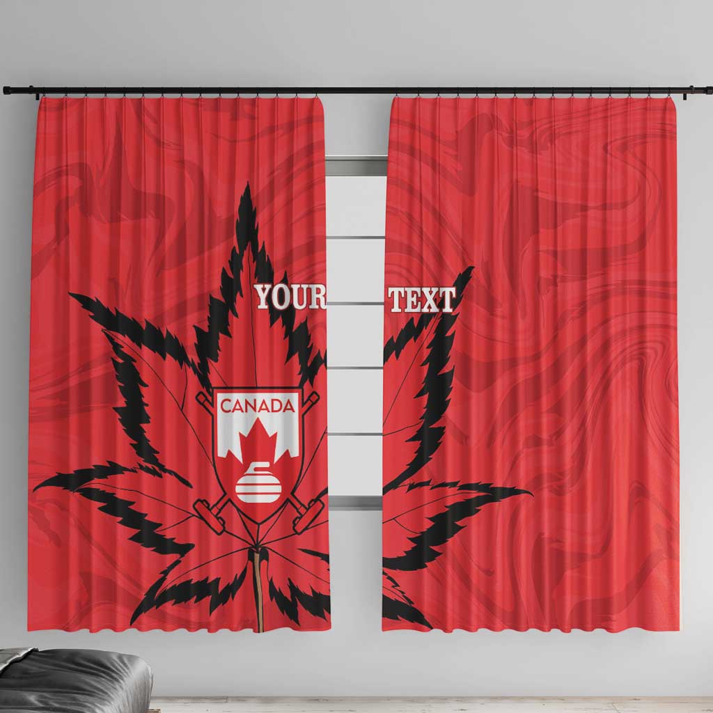 Custom Canada Curling Window Curtain Go Maple Leaf Marble Style - Wonder Print Shop