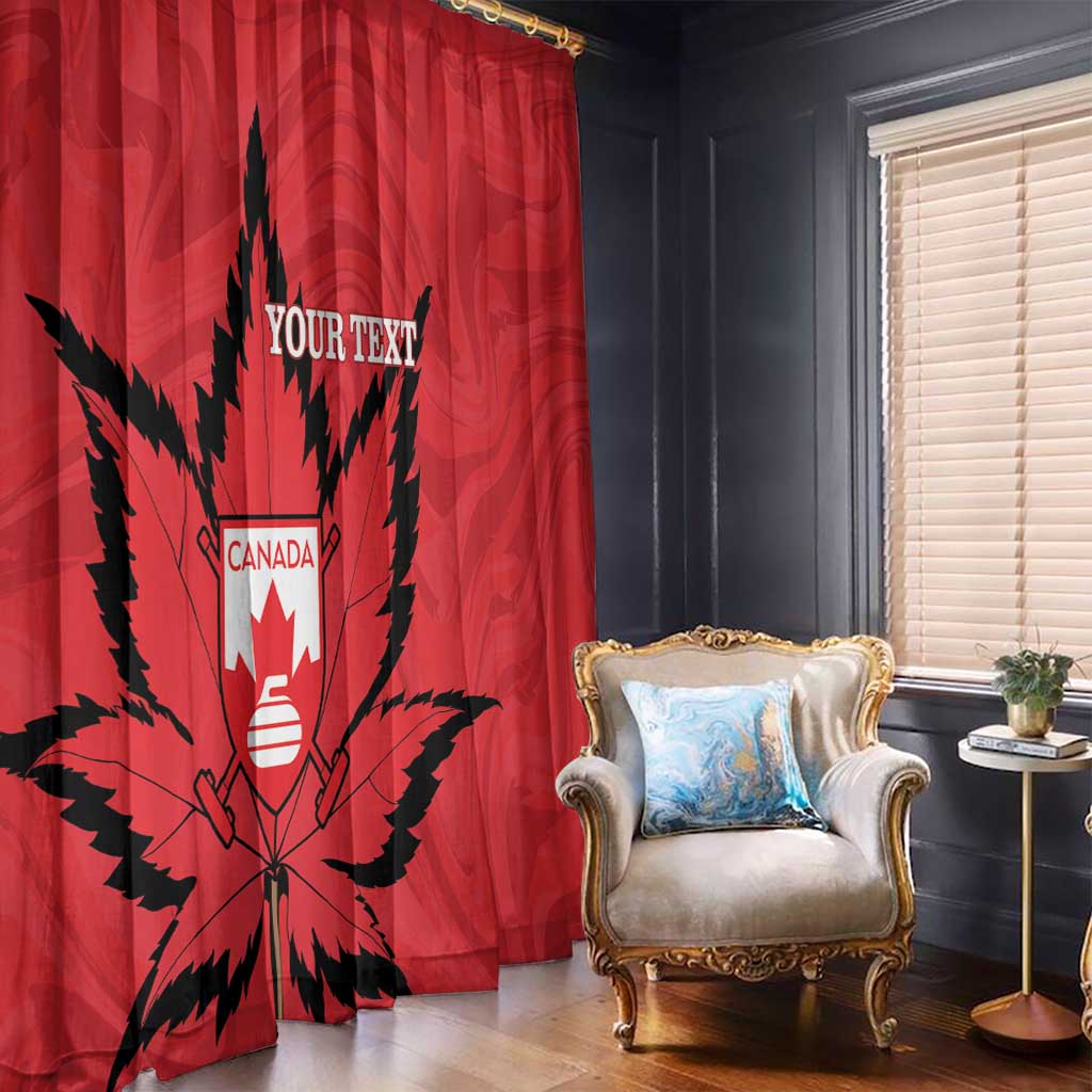 Custom Canada Curling Window Curtain Go Maple Leaf Marble Style - Wonder Print Shop