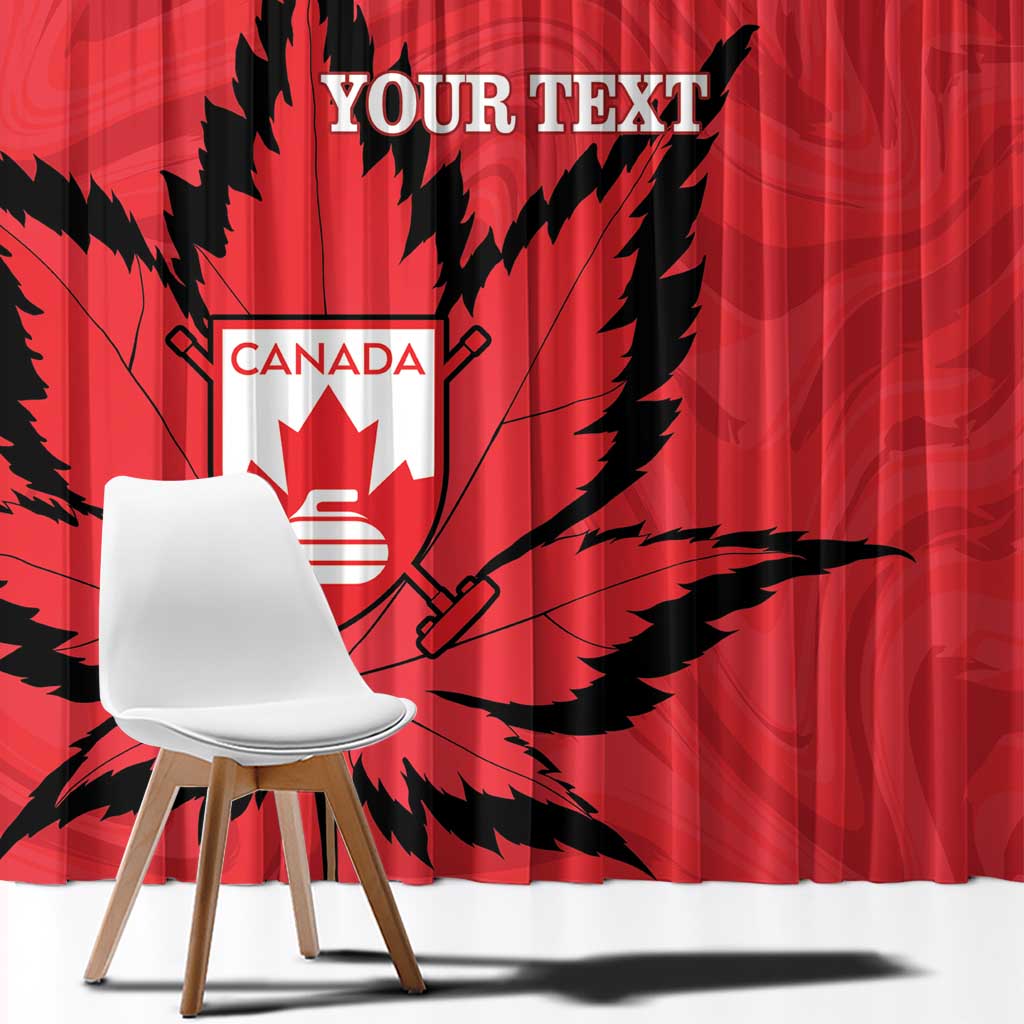 Custom Canada Curling Window Curtain Go Maple Leaf Marble Style - Wonder Print Shop