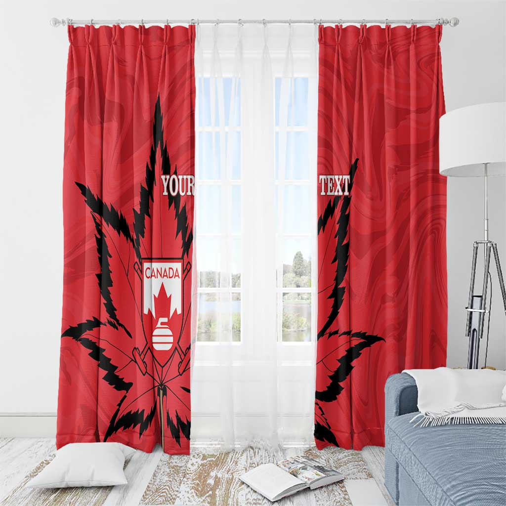 Custom Canada Curling Window Curtain Go Maple Leaf Marble Style - Wonder Print Shop