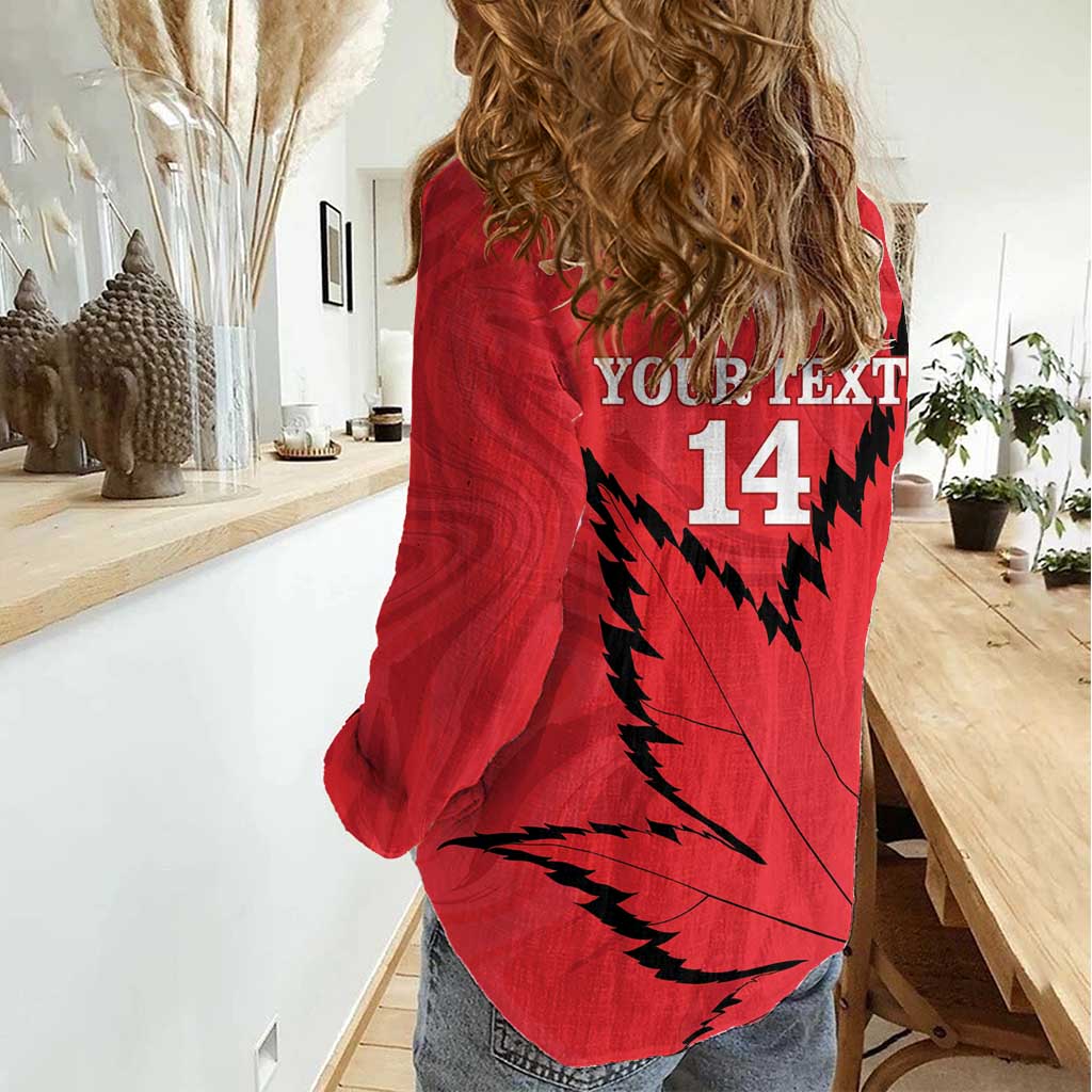 Custom Canada Curling Women Casual Shirt Go Maple Leaf Marble Style - Wonder Print Shop