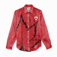 Custom Canada Curling Women Casual Shirt Go Maple Leaf Marble Style - Wonder Print Shop