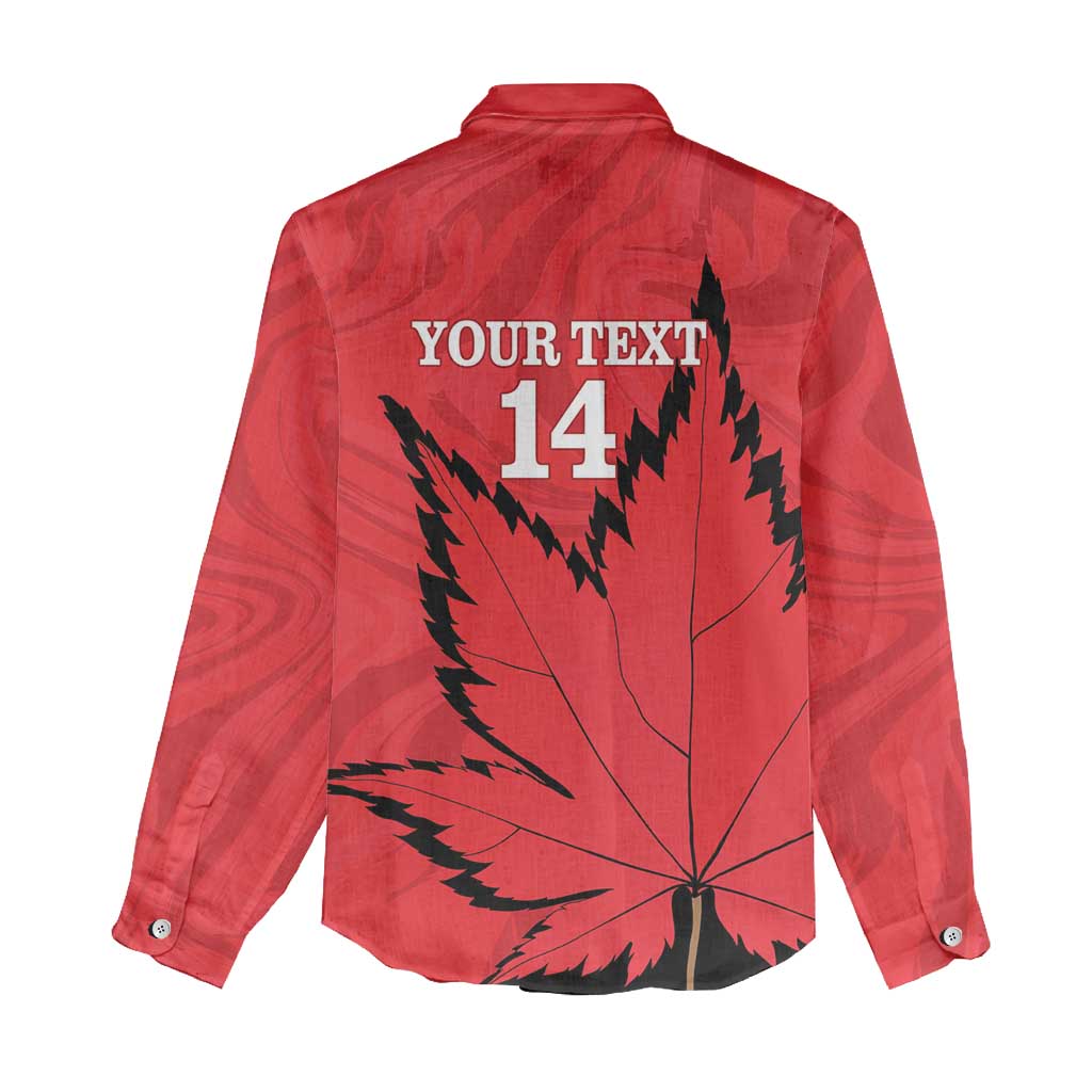 Custom Canada Curling Women Casual Shirt Go Maple Leaf Marble Style - Wonder Print Shop
