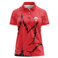 Custom Canada Curling Women Polo Shirt Go Maple Leaf Marble Style - Wonder Print Shop