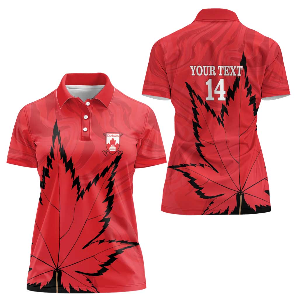 Custom Canada Curling Women Polo Shirt Go Maple Leaf Marble Style - Wonder Print Shop
