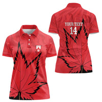Custom Canada Curling Women Polo Shirt Go Maple Leaf Marble Style - Wonder Print Shop