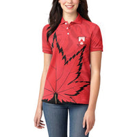 Custom Canada Curling Women Polo Shirt Go Maple Leaf Marble Style - Wonder Print Shop