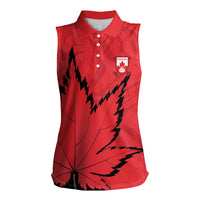 Custom Canada Curling Women Sleeveless Polo Shirt Go Maple Leaf Marble Style - Wonder Print Shop