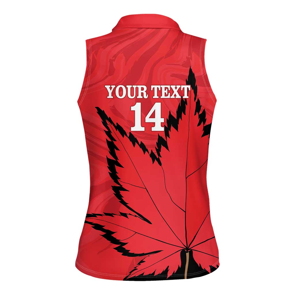 Custom Canada Curling Women Sleeveless Polo Shirt Go Maple Leaf Marble Style - Wonder Print Shop