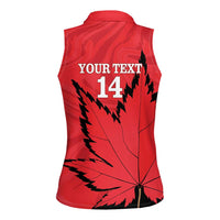 Custom Canada Curling Women Sleeveless Polo Shirt Go Maple Leaf Marble Style - Wonder Print Shop