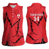 Custom Canada Curling Women Sleeveless Polo Shirt Go Maple Leaf Marble Style - Wonder Print Shop