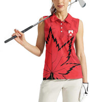 Custom Canada Curling Women Sleeveless Polo Shirt Go Maple Leaf Marble Style - Wonder Print Shop