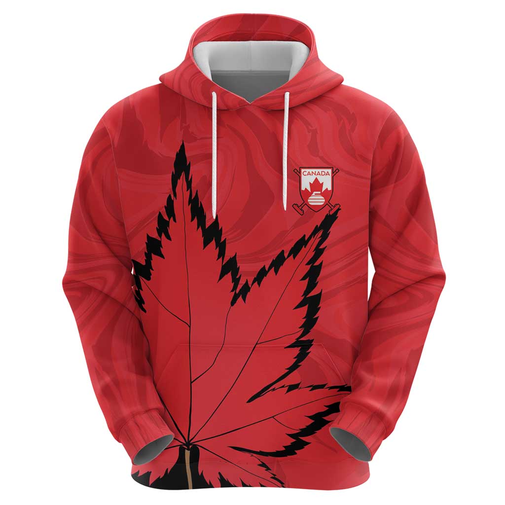 Custom Canada Curling Zip Hoodie Go Maple Leaf Marble Style - Wonder Print Shop