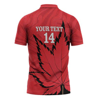 Custom Canada Curling Zipper Polo Shirt Go Maple Leaf Marble Style - Wonder Print Shop