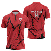 Custom Canada Curling Zipper Polo Shirt Go Maple Leaf Marble Style - Wonder Print Shop